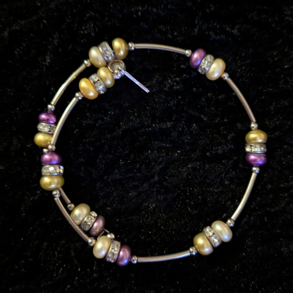 Vantel Pearls Mardi Gras Wrist Candy Wrap Bracelet